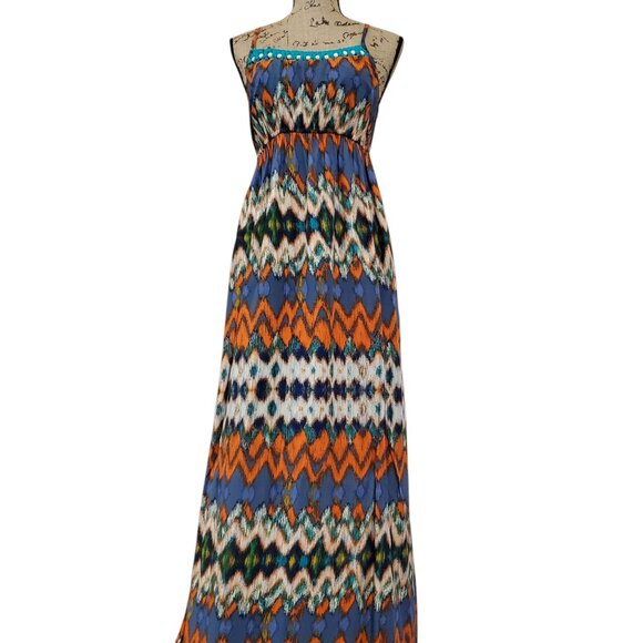 Mossimo Supply Co. Dresses & Skirts - Mossimo Supply Co. Criss-Cross Back Halter Maxi Dress Bold Vibrant Colors Size M